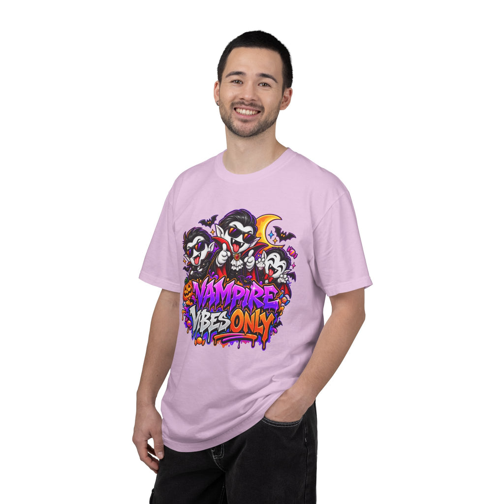Neon Vampire Vibes Halloween Unisex Garment-Dyed T-Shirt Featuring a Cool Festora Vampire Crew