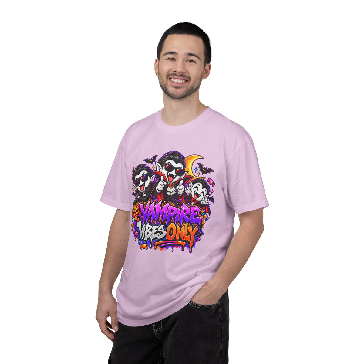 Neon Vampire Vibes Halloween Unisex Garment-Dyed T-Shirt Featuring a Cool Festora Vampire Crew