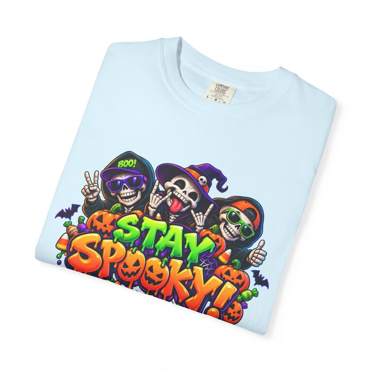 Stay Spooky Halloween T-Shirt – Funny Skeleton Crew Colorful Graphic Tee