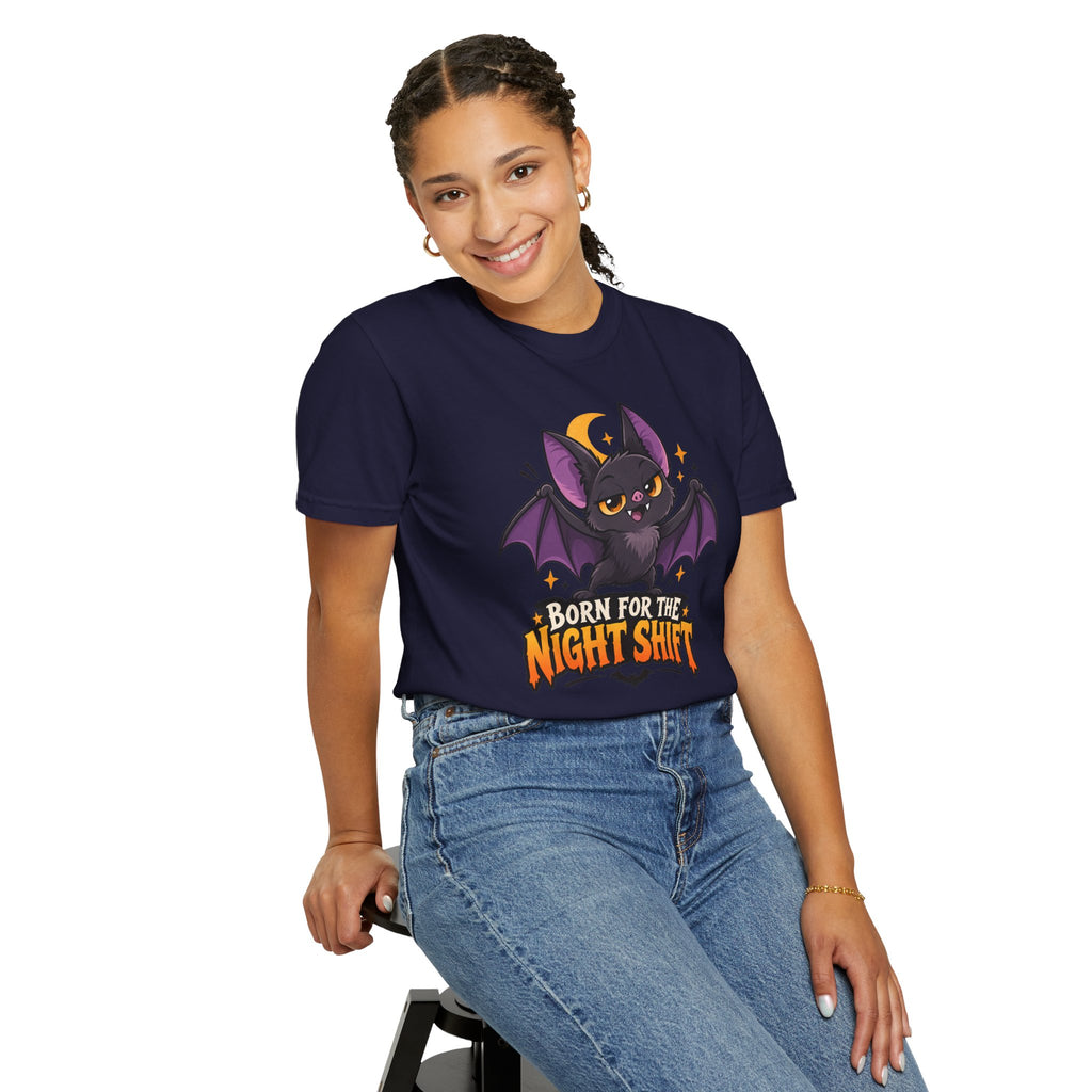 Born for the Night Shift – Cute Halloween Bat T-Shirt