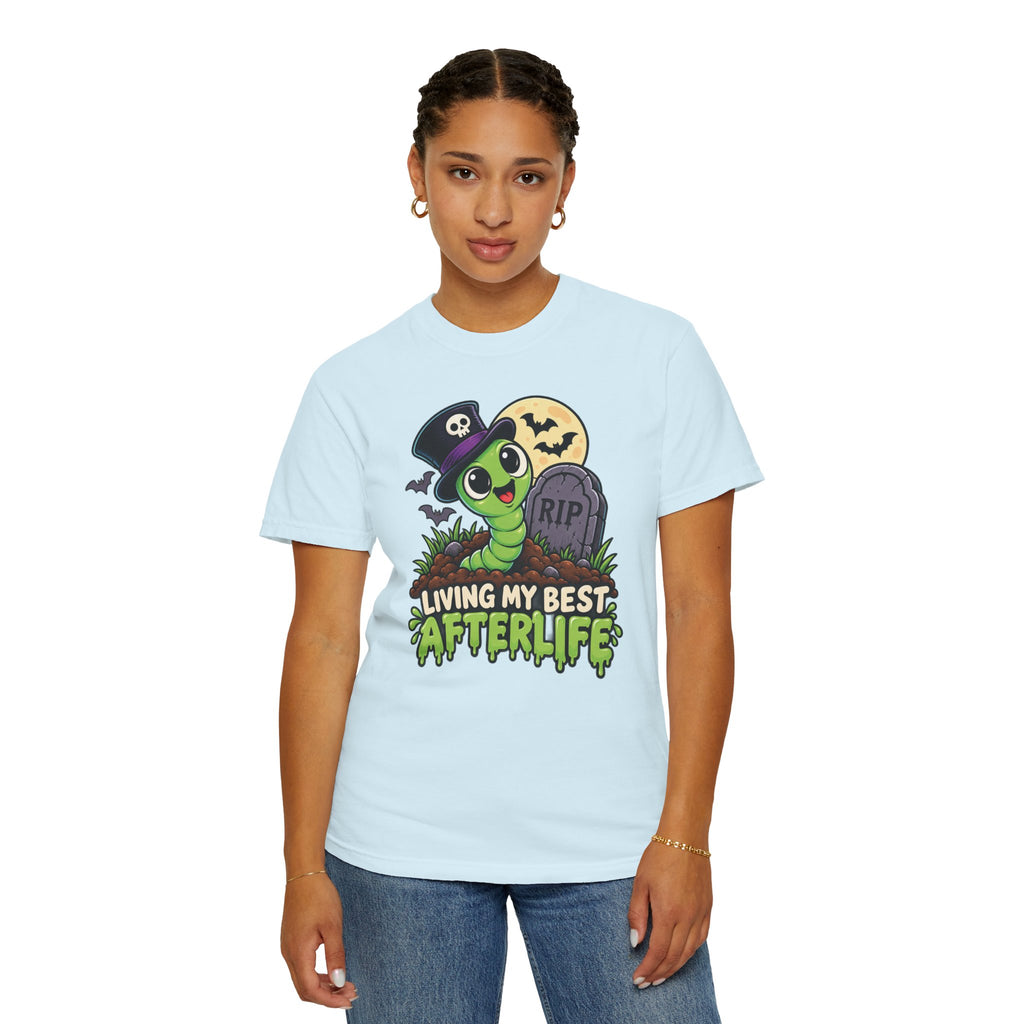 Living My Best Afterlife – Cute Halloween Graveyard Worm T-Shirt