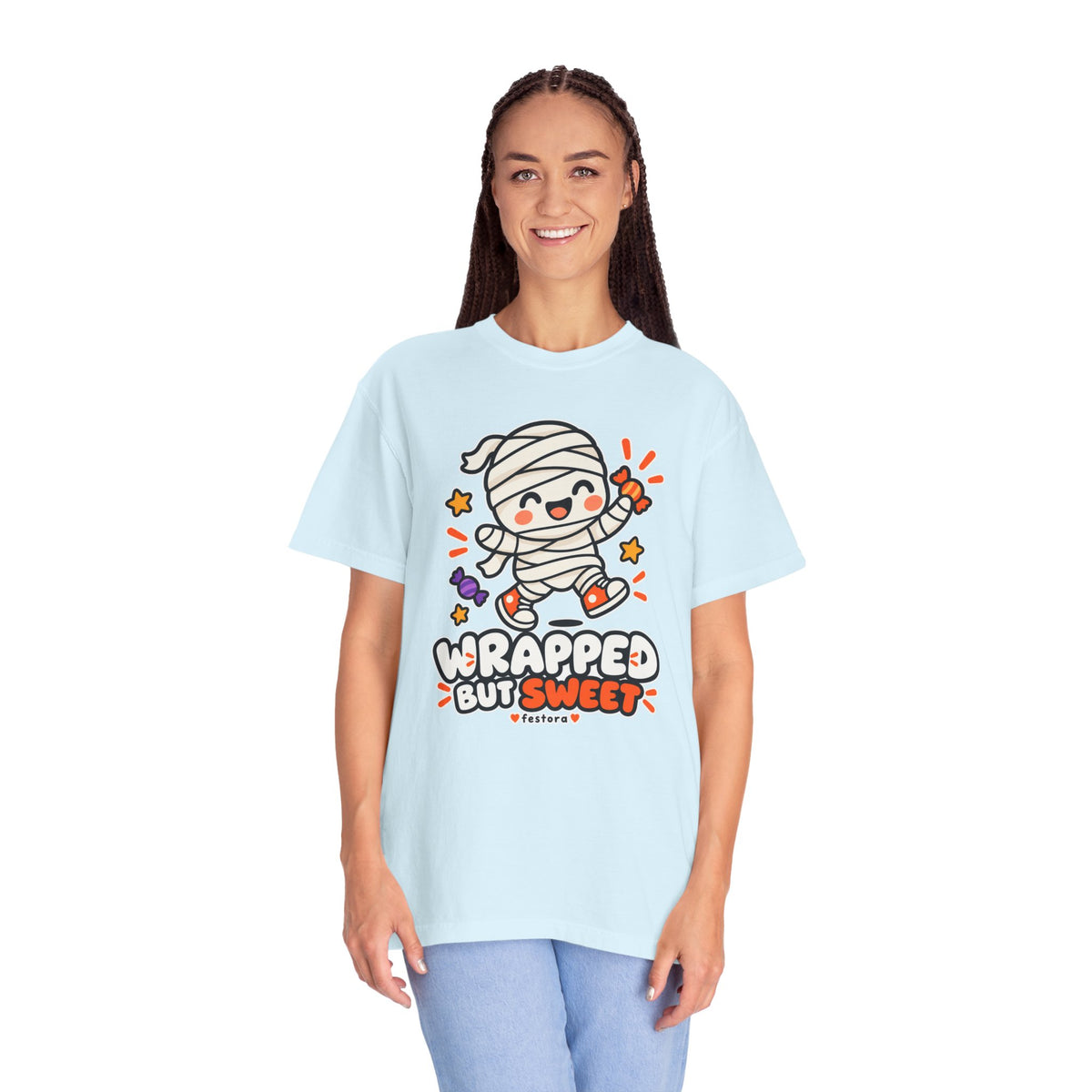Wrapped but Sweet Halloween T-Shirt | Cute Mummy Graphic Tee