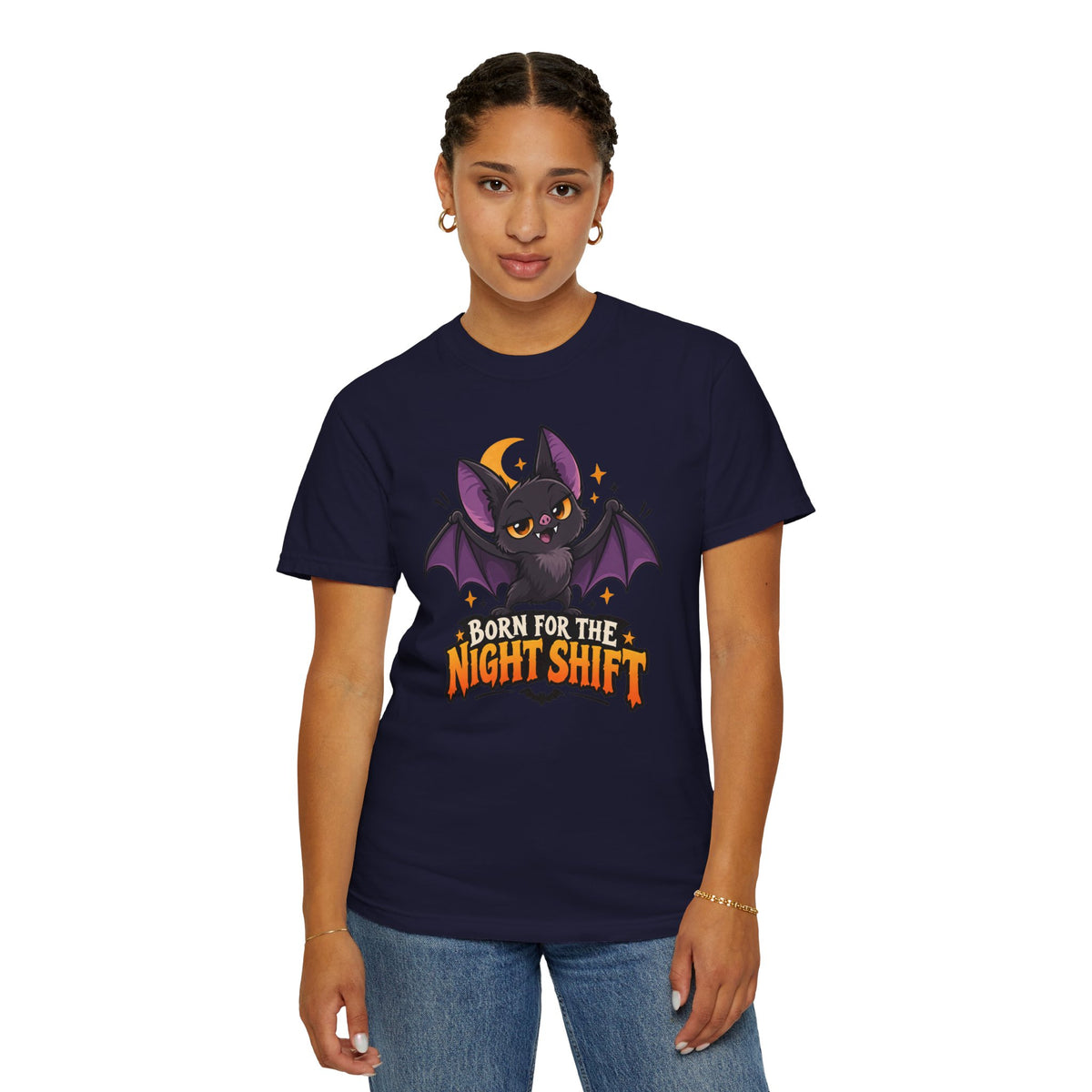 Born for the Night Shift – Cute Halloween Bat T-Shirt