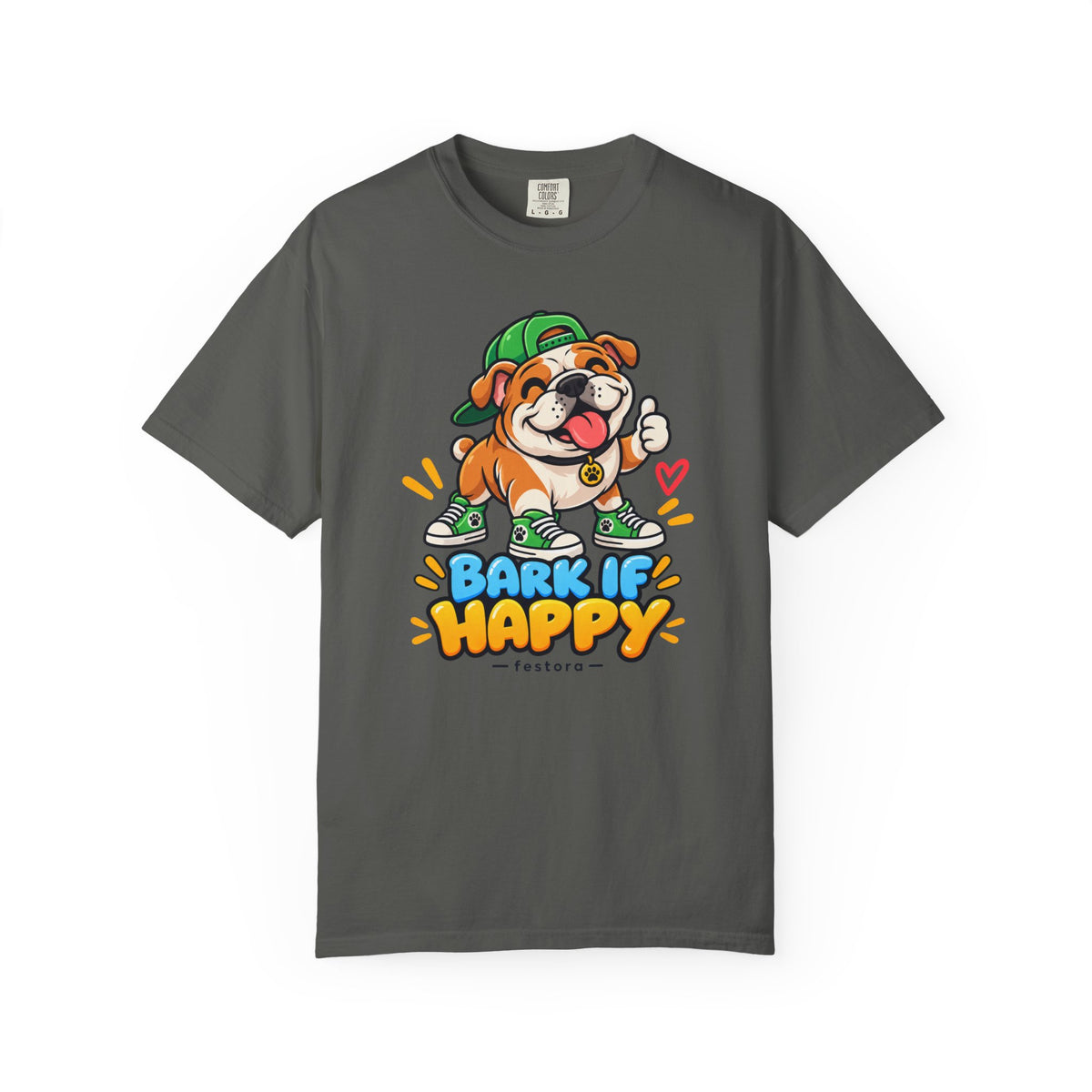 Bark If Happy – Cute Bulldog Graphic T-Shirt