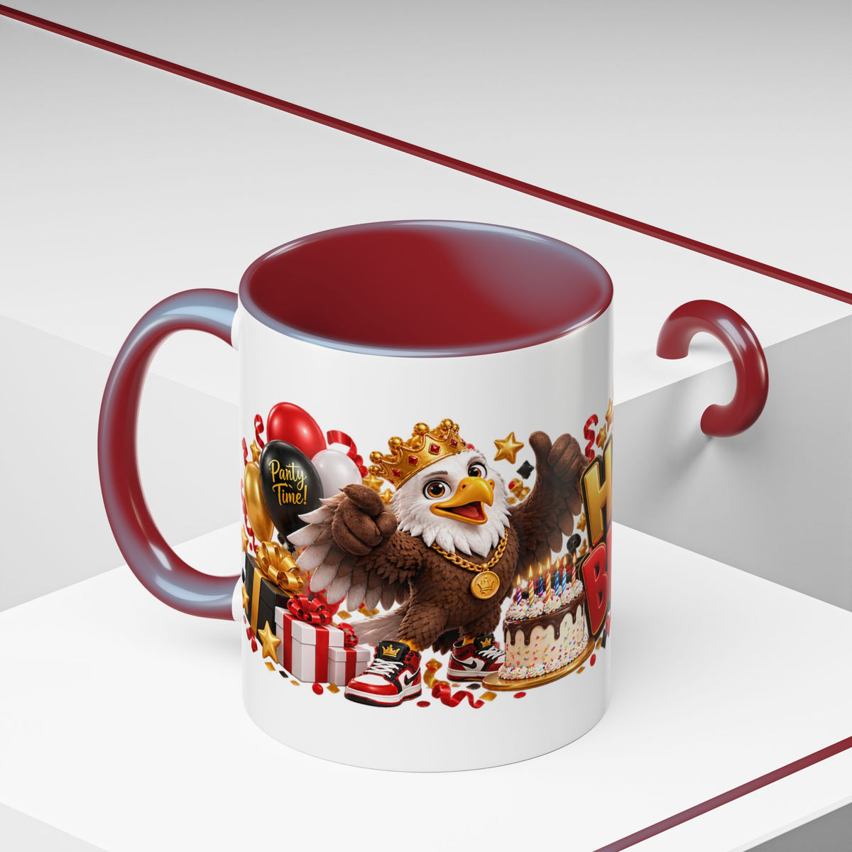 Happy Birthday Eagle Mug – Colorful 3D Birthday Gift – White Coffee Mug