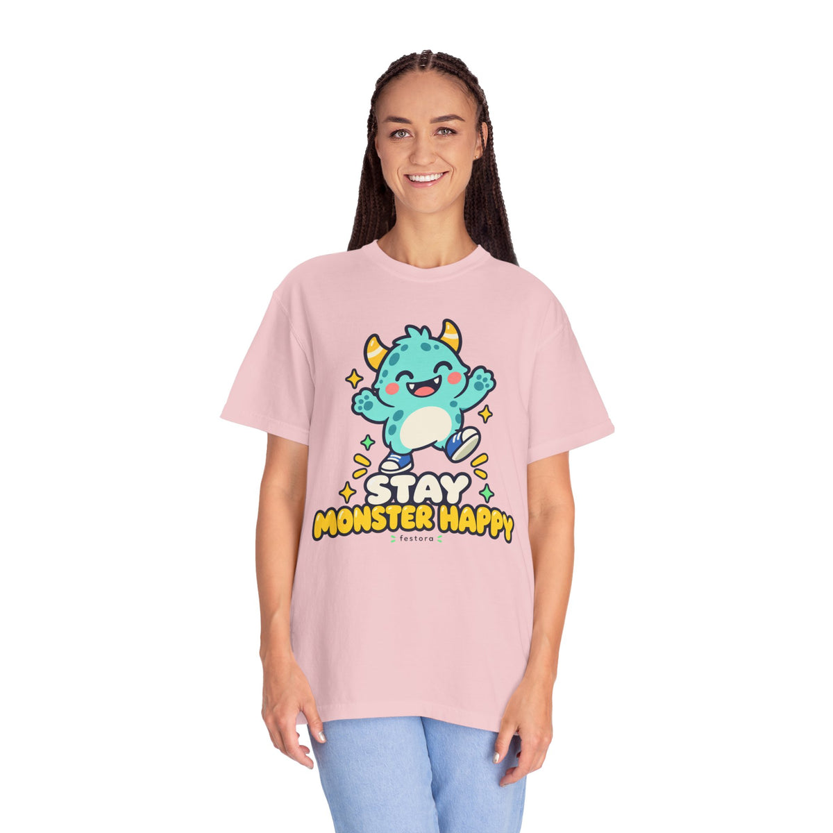 Stay Monster Happy – Cute Monster Graphic T-Shirt