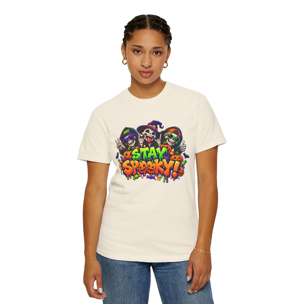 Stay Spooky Halloween T-Shirt – Funny Skeleton Crew Colorful Graphic Tee