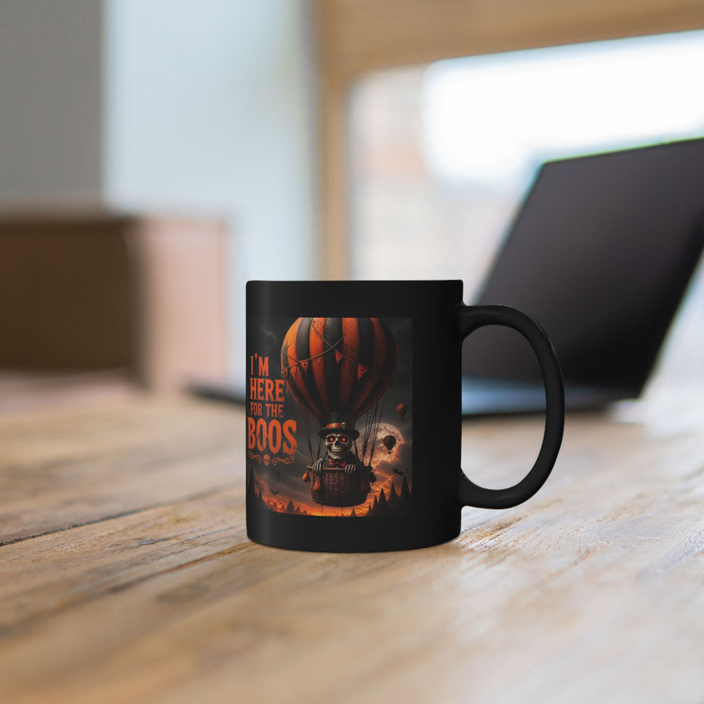 Halloween Mug - "I'm Here for the Boos" Skeleton Hot Air Balloon Coffee Cup