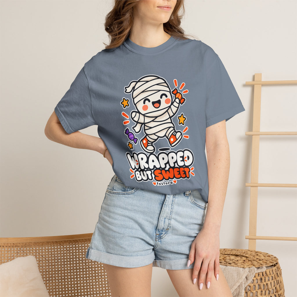 Wrapped but Sweet Halloween T-Shirt | Cute Mummy Graphic Tee
