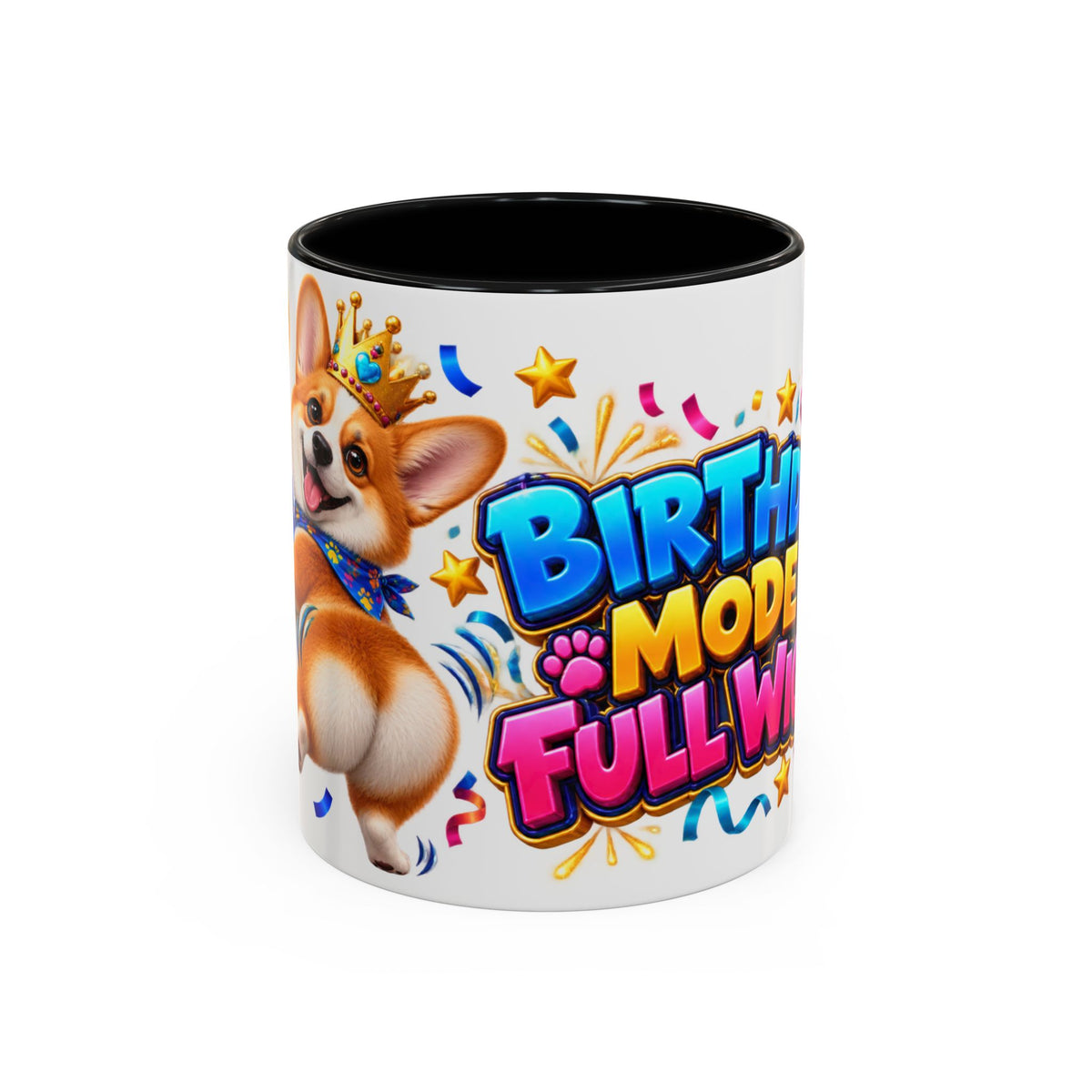 Birthday Mode Full Wiggle Corgi White Mug