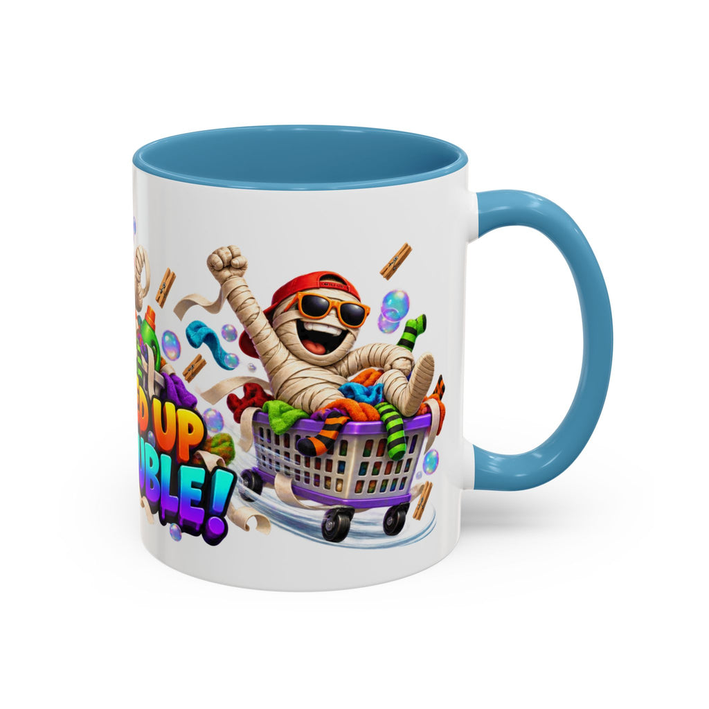 Wrapped Up in Trouble Mummy Halloween White Mug