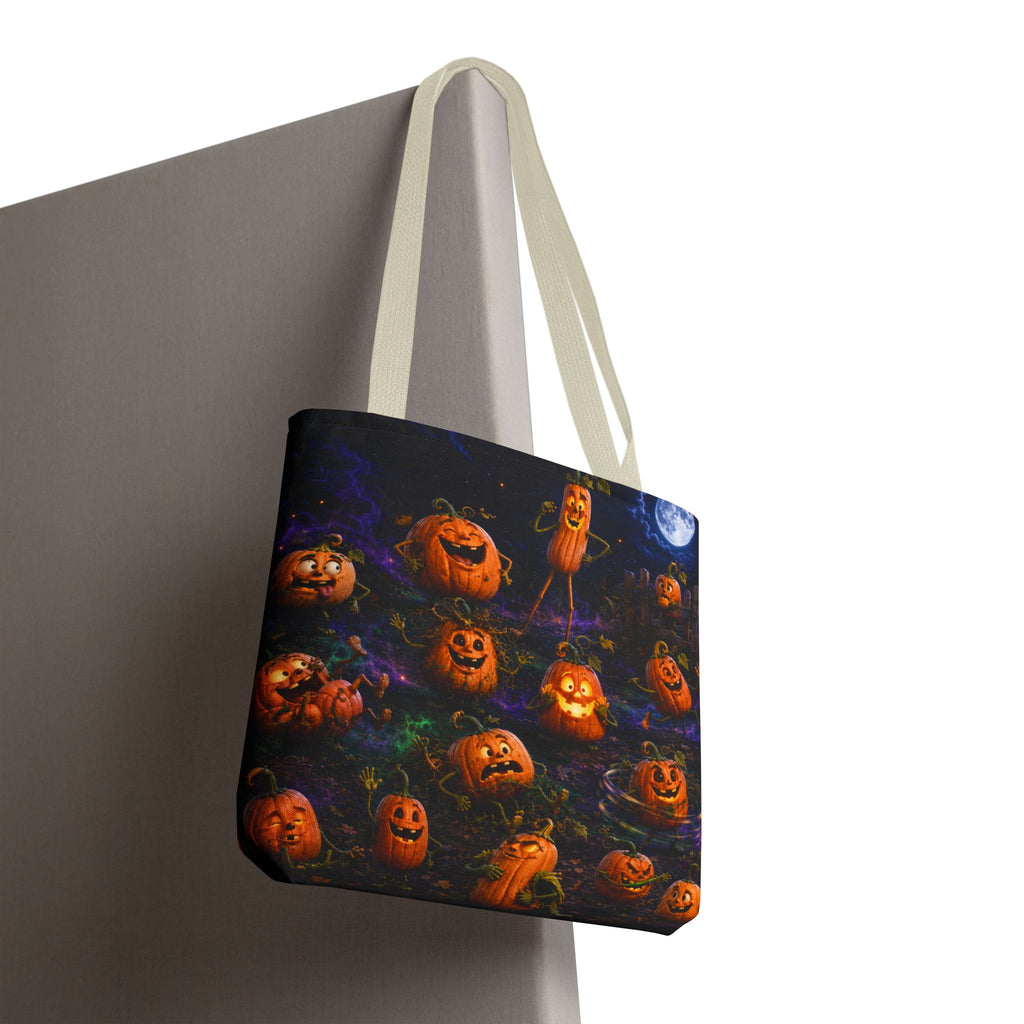 Halloween Pumpkin Patch Tote Bag — Spooky Jack-o'-Lantern All-Over Print