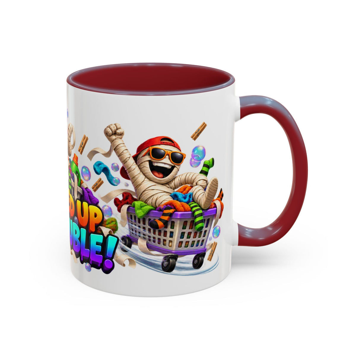 Wrapped Up in Trouble Mummy Halloween White Mug