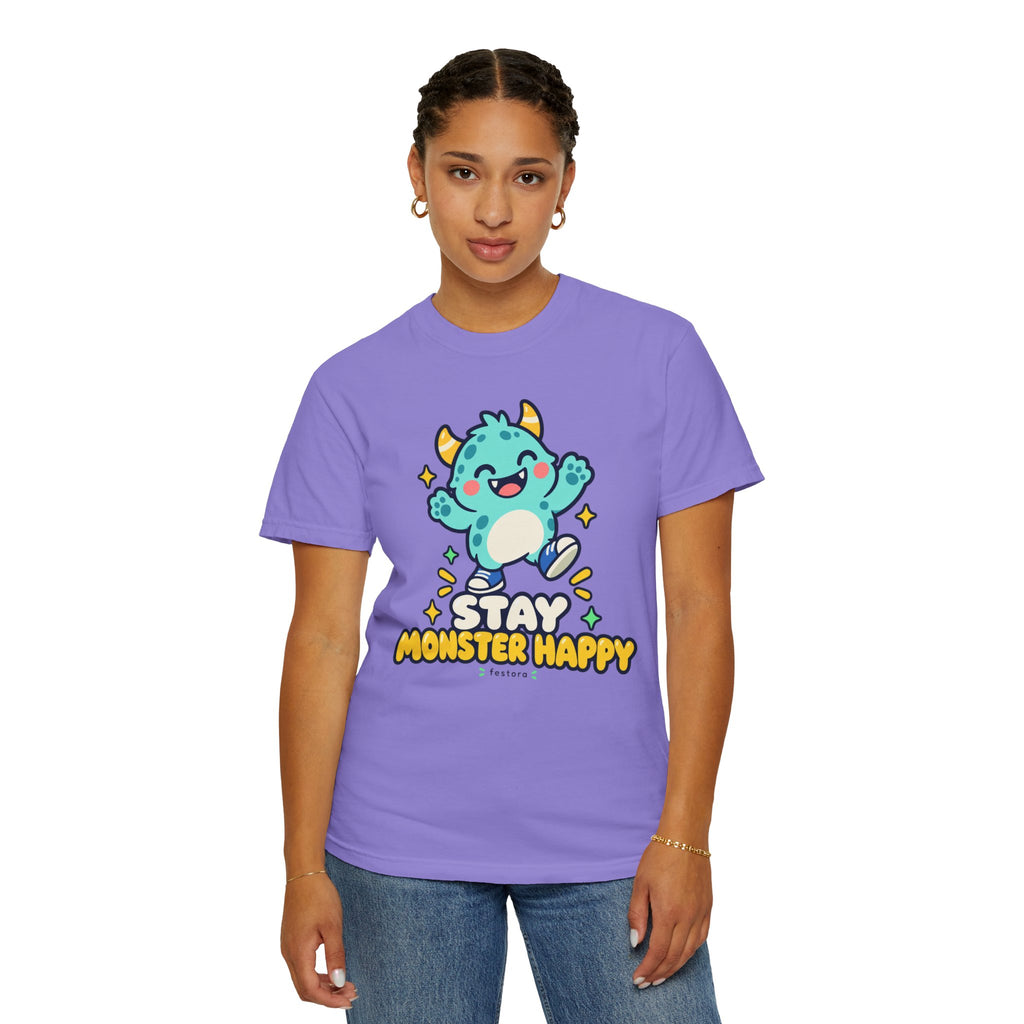 Stay Monster Happy – Cute Monster Graphic T-Shirt