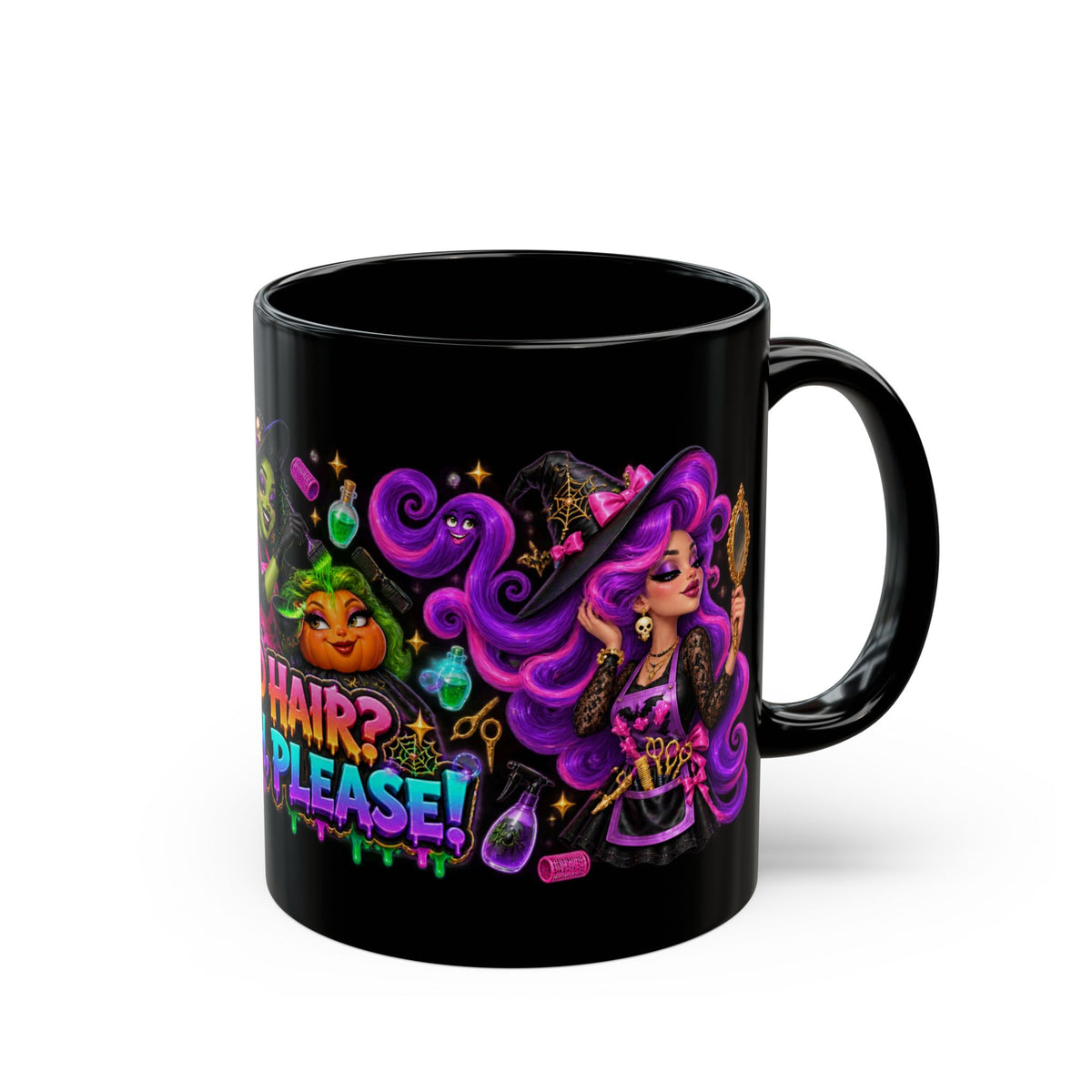 Bad Hair Witch Please Halloween Hairstylist Black Mug