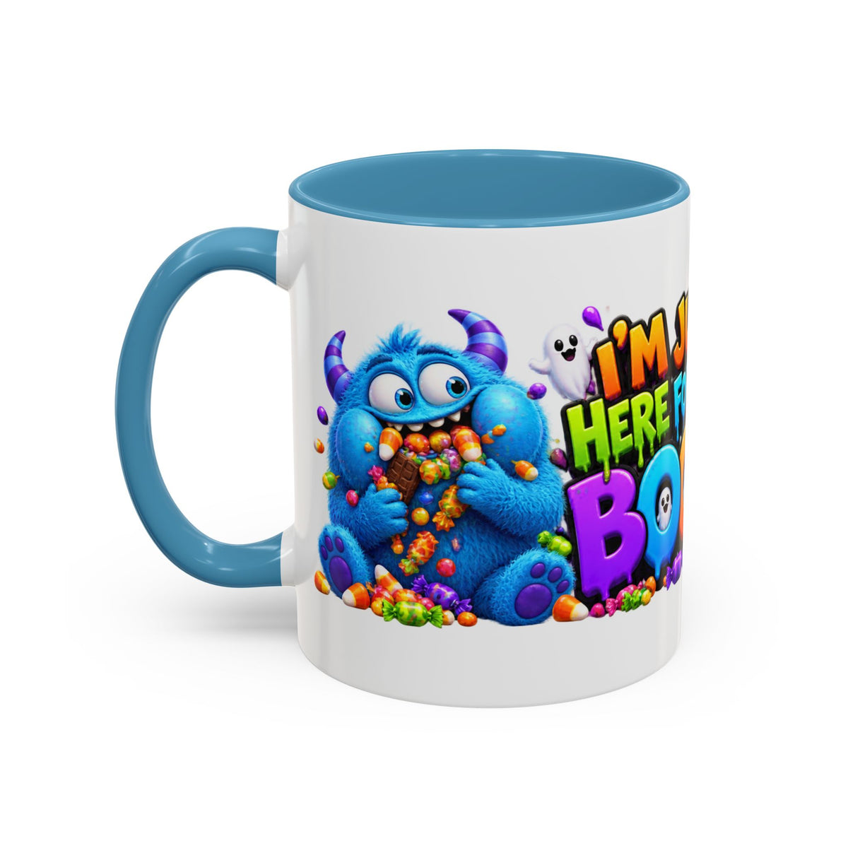 I’m Just Here for the Boos Funny Halloween Monster White Mug