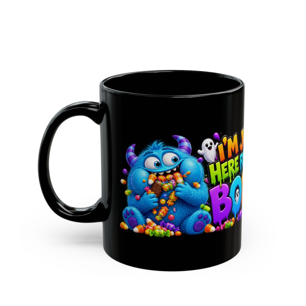 I’m Just Here for the Boos Funny Halloween Monster Black Mug