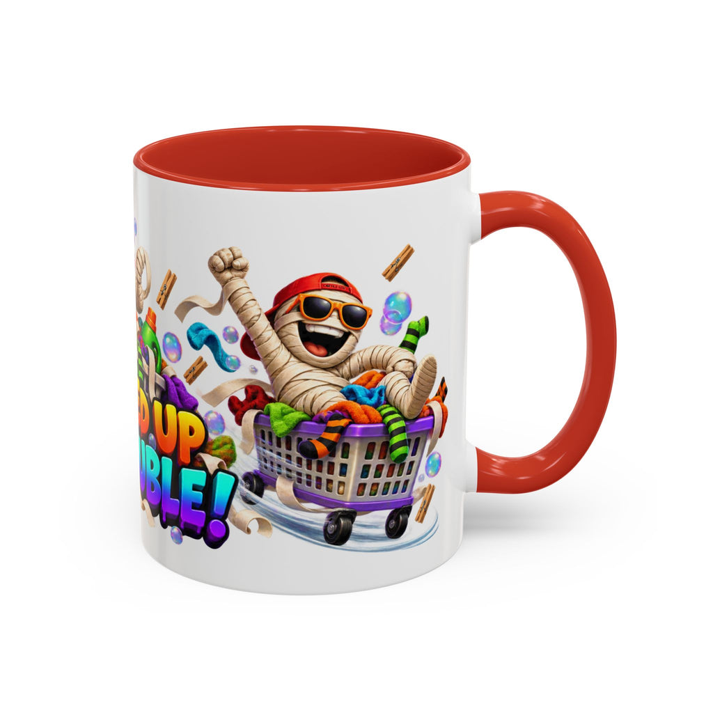 Wrapped Up in Trouble Mummy Halloween White Mug