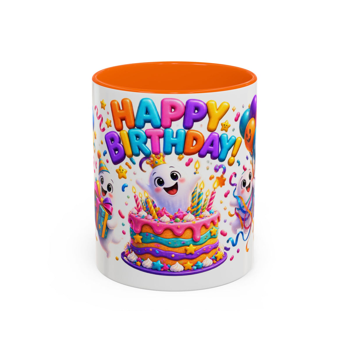 Happy Birthday Accent Coffee Mug - Colorful Celebration Mug (11oz, 15oz)