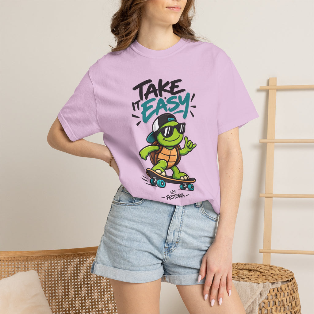 Take It Easy Skate Turtle Graphic T-Shirt | Festora Everyday