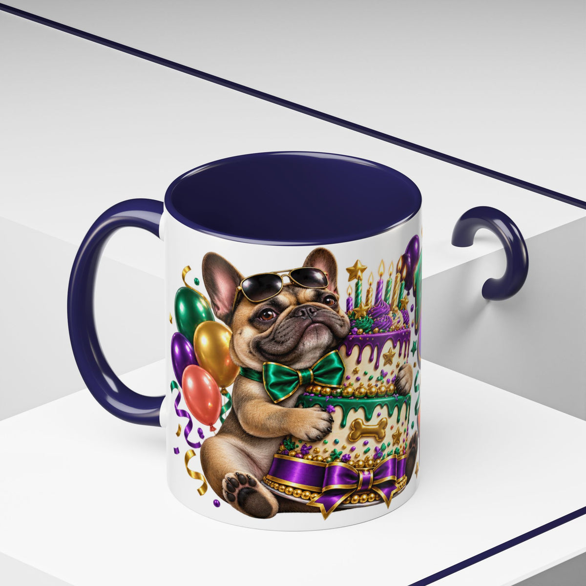Built for Cake Born to Party French Bulldog White Mug