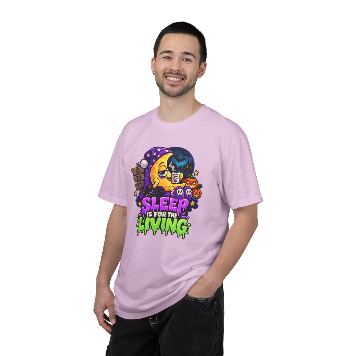 Sleep Is for the Living – Funny Halloween Moon T-Shirt