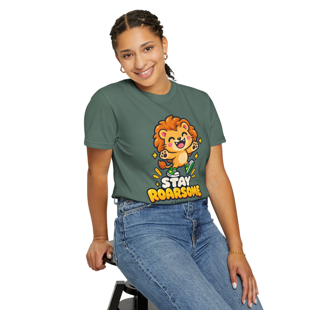 Stay Roarsome – Cute Happy Lion Graphic T-Shirt