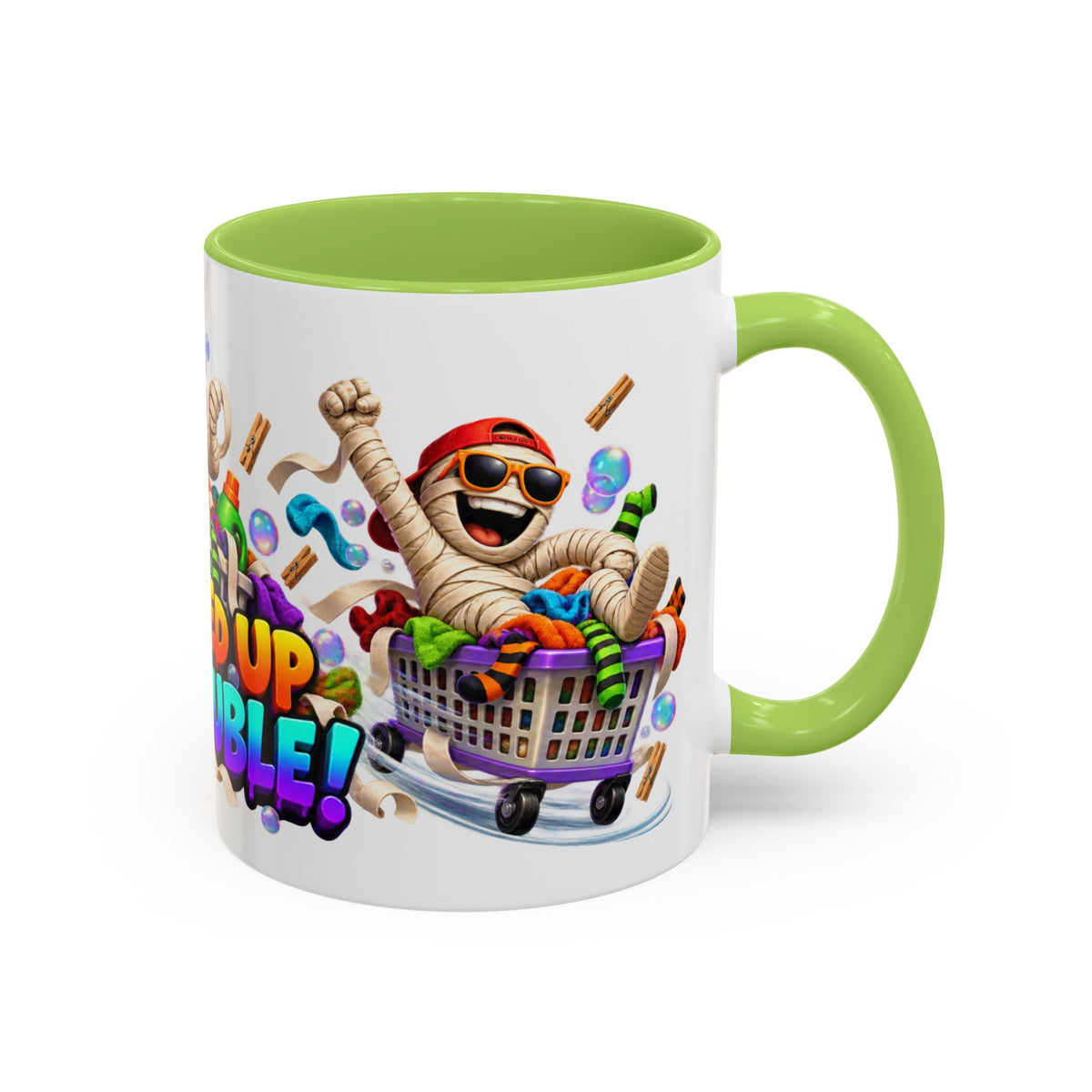 Wrapped Up in Trouble Mummy Halloween White Mug