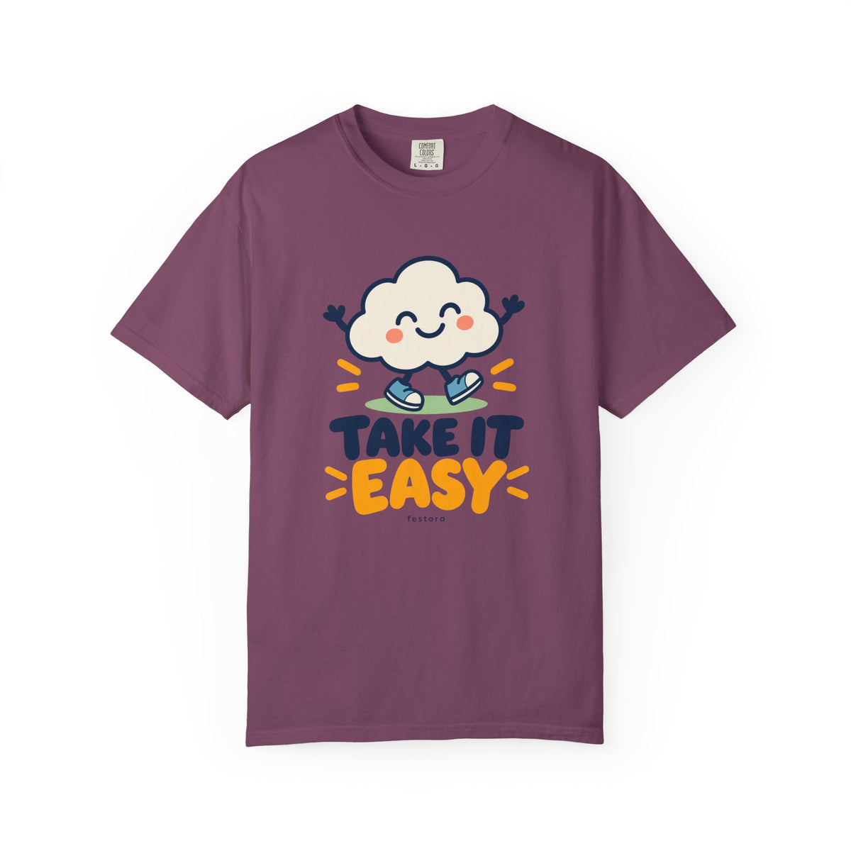 Take It Easy – Happy Cloud Graphic T-Shirt | Festora Everyday