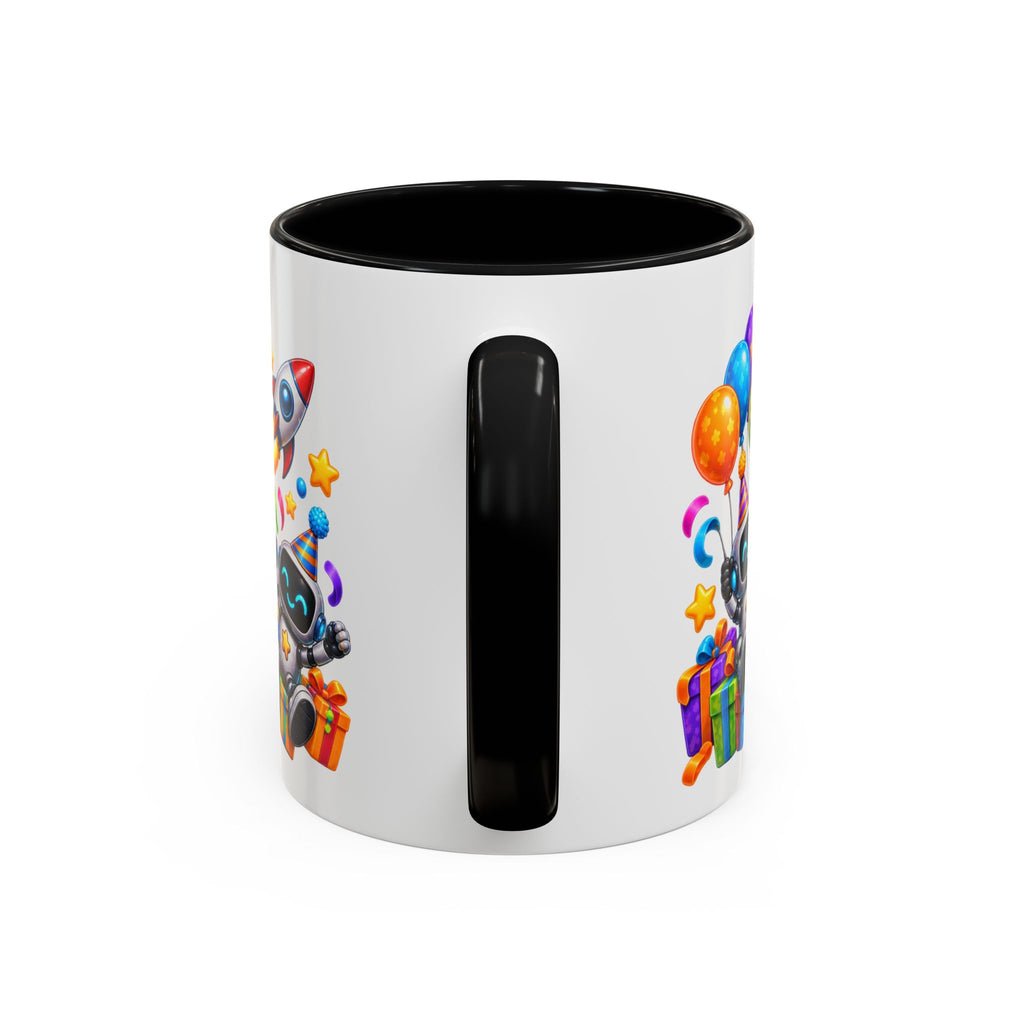 Happy Birthday Space Party Mug – Cute Aliens, Robots, UFO & Colorful 3D Birthday Design