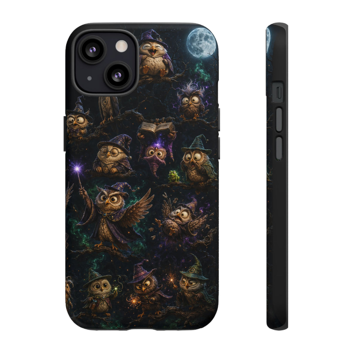 Owl Magic Phone Case — Cute Spooky Owl Pattern, Witch Hat & Moon Night Protective Case