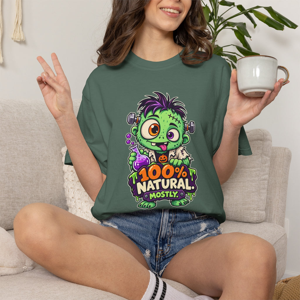 100% Natural. Mostly. – Cute Halloween Lab Monster T-Shirt