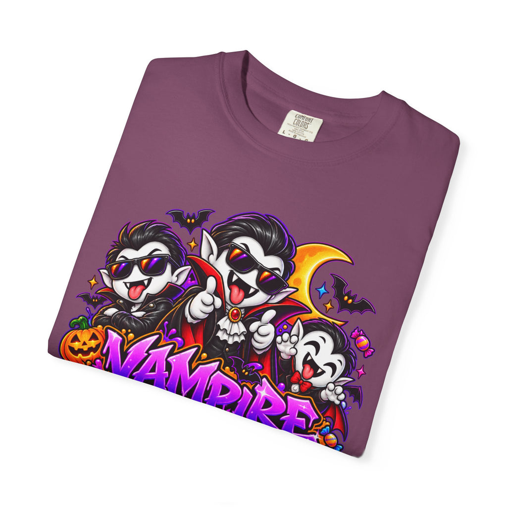 Neon Vampire Vibes Halloween Unisex Garment-Dyed T-Shirt Featuring a Cool Festora Vampire Crew