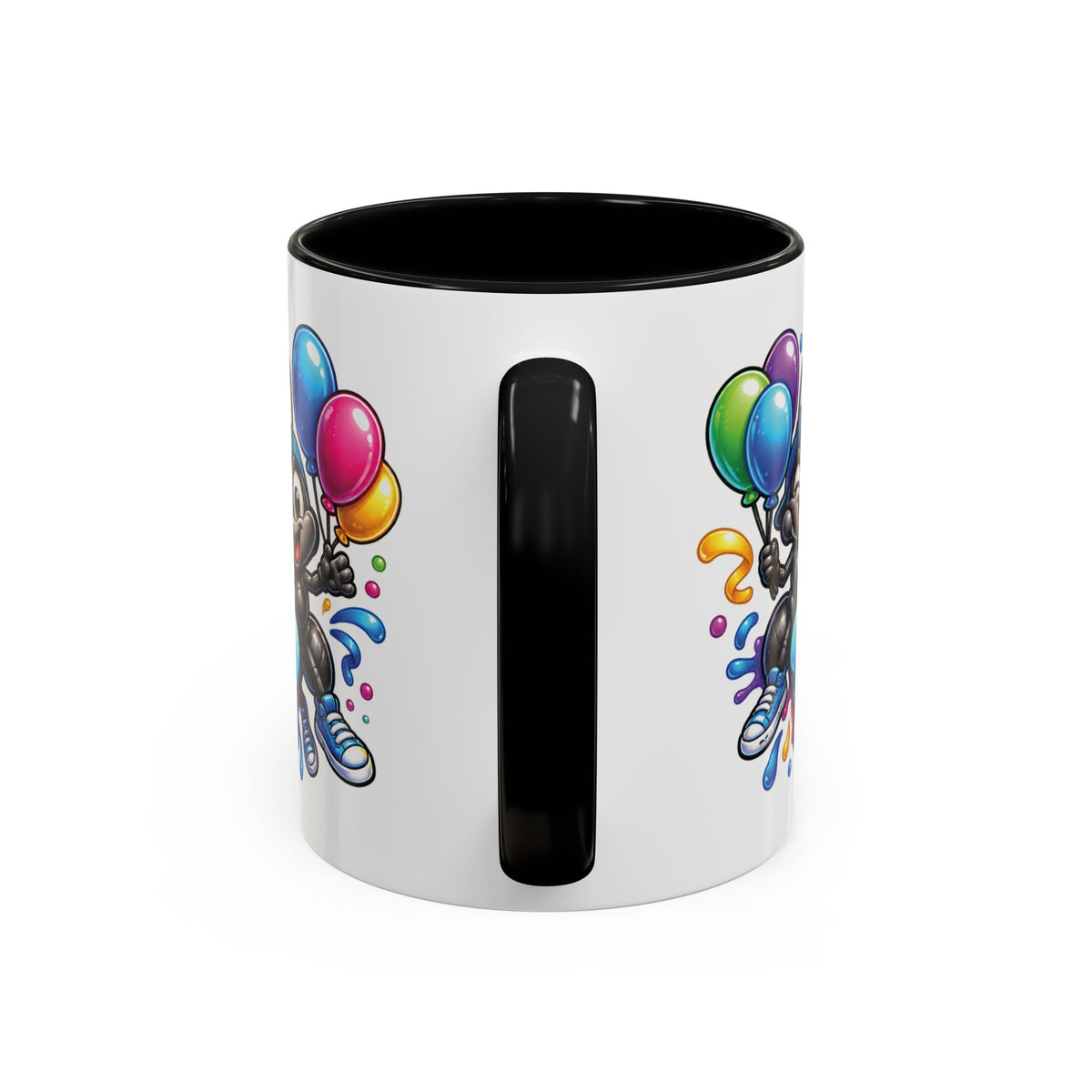 Happy Birthday Cartoon Mug – Graffiti Ants, Birthday Cake, Balloons & Confetti Coffee Cup