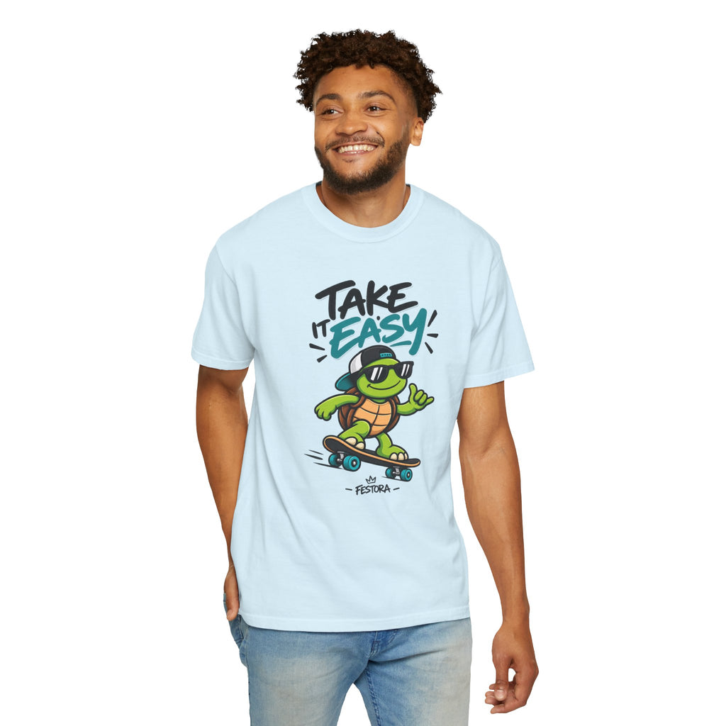 Take It Easy Skate Turtle Graphic T-Shirt | Festora Everyday