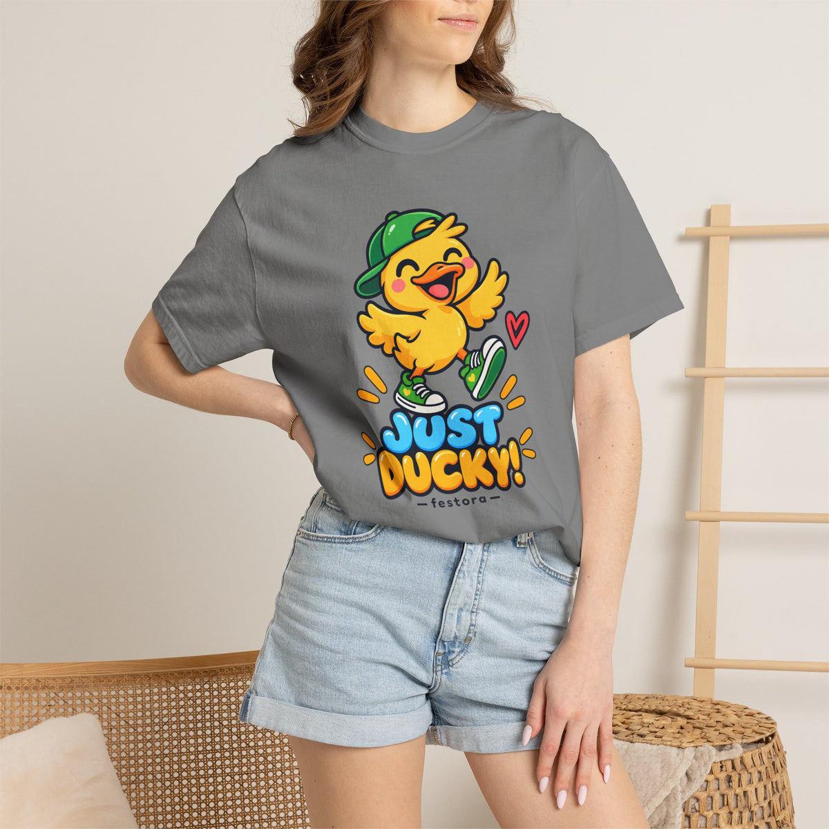 Just Ducky! – Cute Happy Duck Graphic T-Shirt