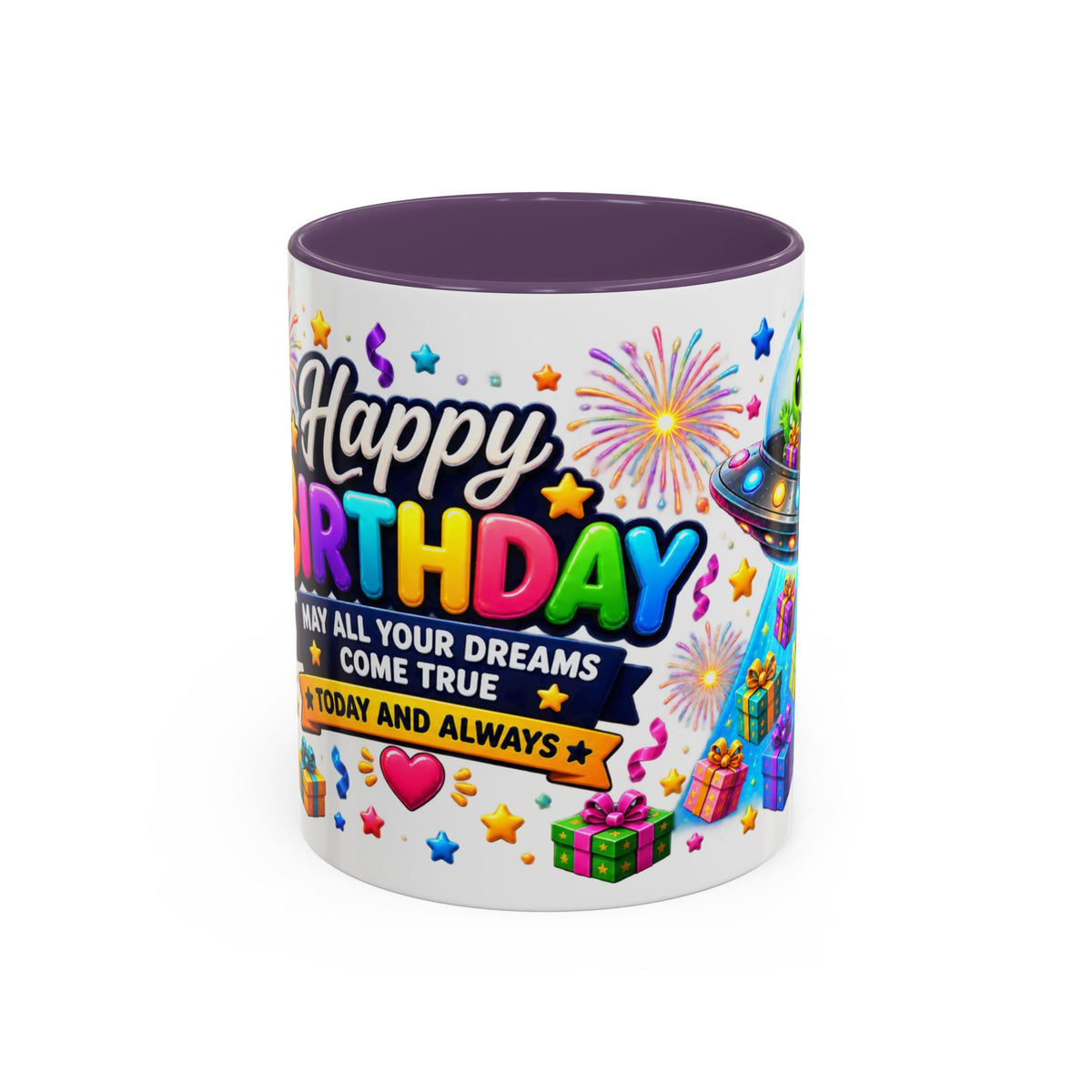 Happy Birthday Alien Coffee Mug — Colorful Galactic Birthday Wishes