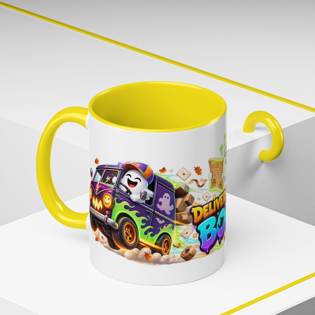 Delivering the Boos Ghost Delivery Halloween White Mug