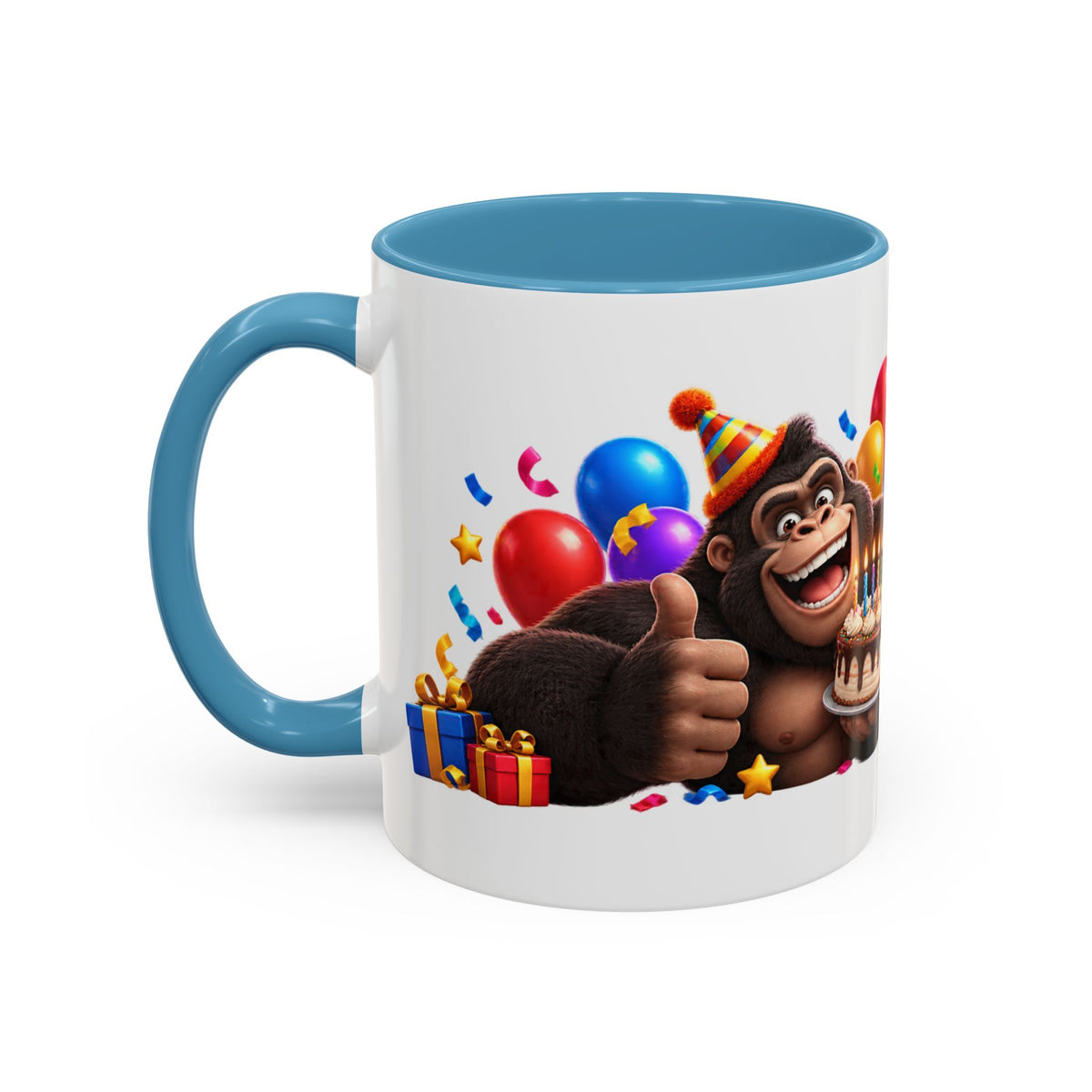 Gorilla Happy Birthday Mug - Colorful 3D Celebration Design