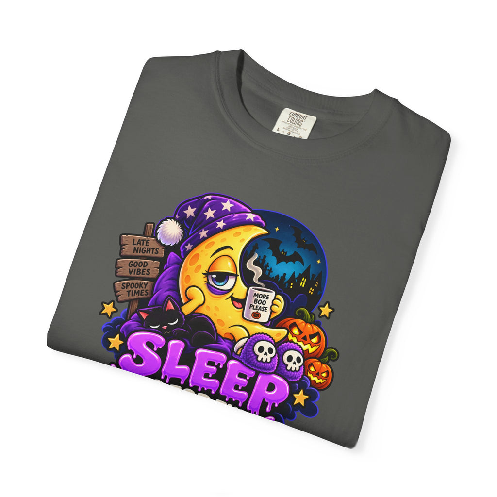 Sleep Is for the Living – Funny Halloween Moon T-Shirt