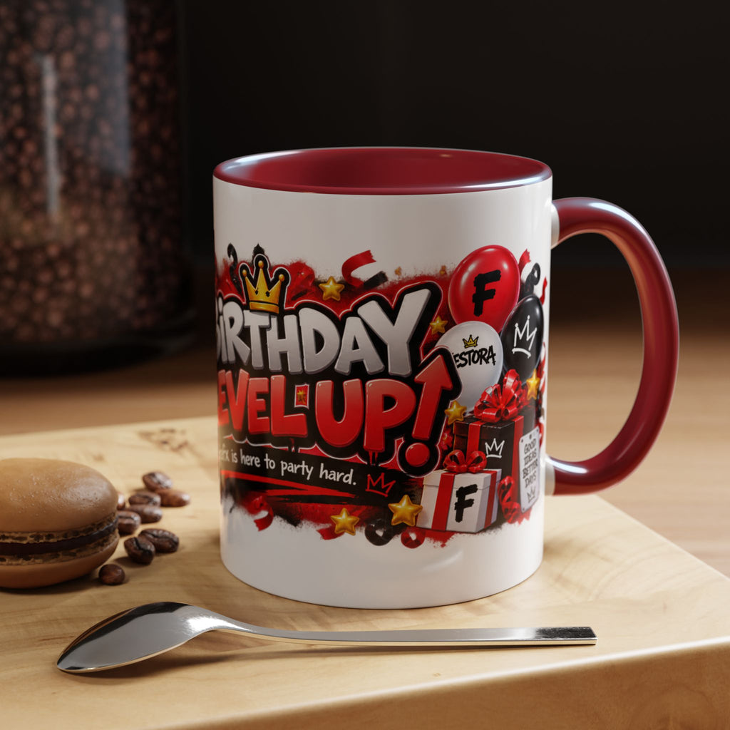 Festora Grafx Birthday Mug – Birthday Level Up Robot Coffee Cup