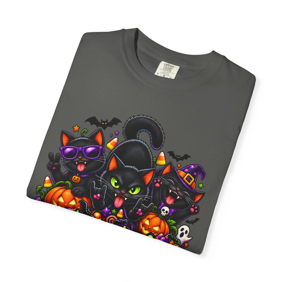Midnight Mischief Halloween T-Shirt – Funny Black Cat Graphic Tee