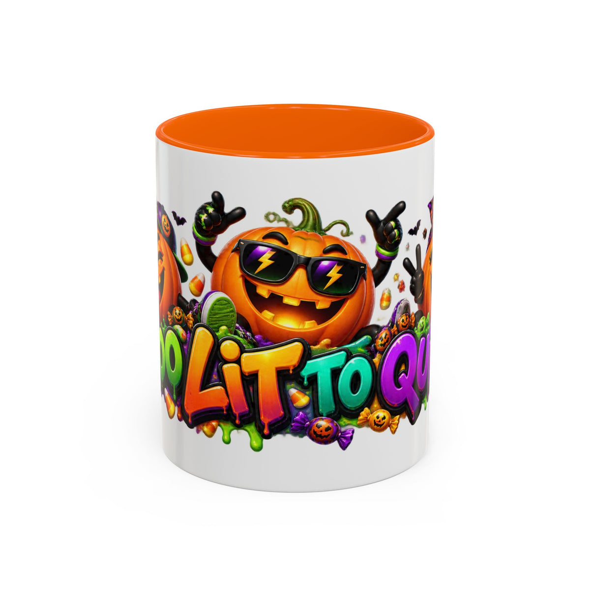 Too Lit to Quit Halloween Pumpkin Party White Mug