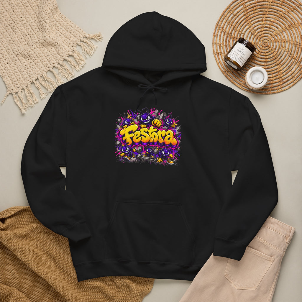 FesTora Festival Hoodie — Colorful Neon Party Graphic Hooded Sweatshirt