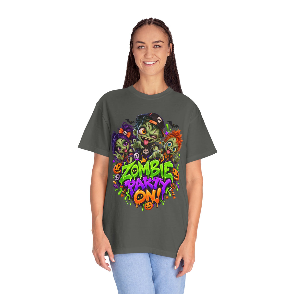 Zombie Party On! – Halloween Zombie Crew Graphic T-Shirt