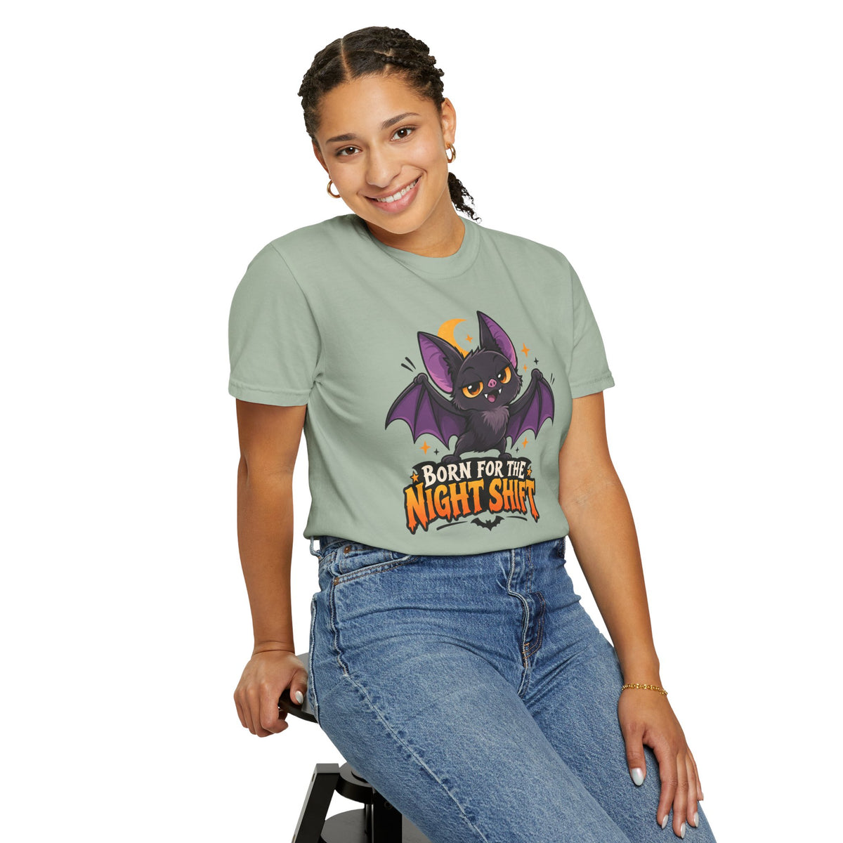 Born for the Night Shift – Cute Halloween Bat T-Shirt