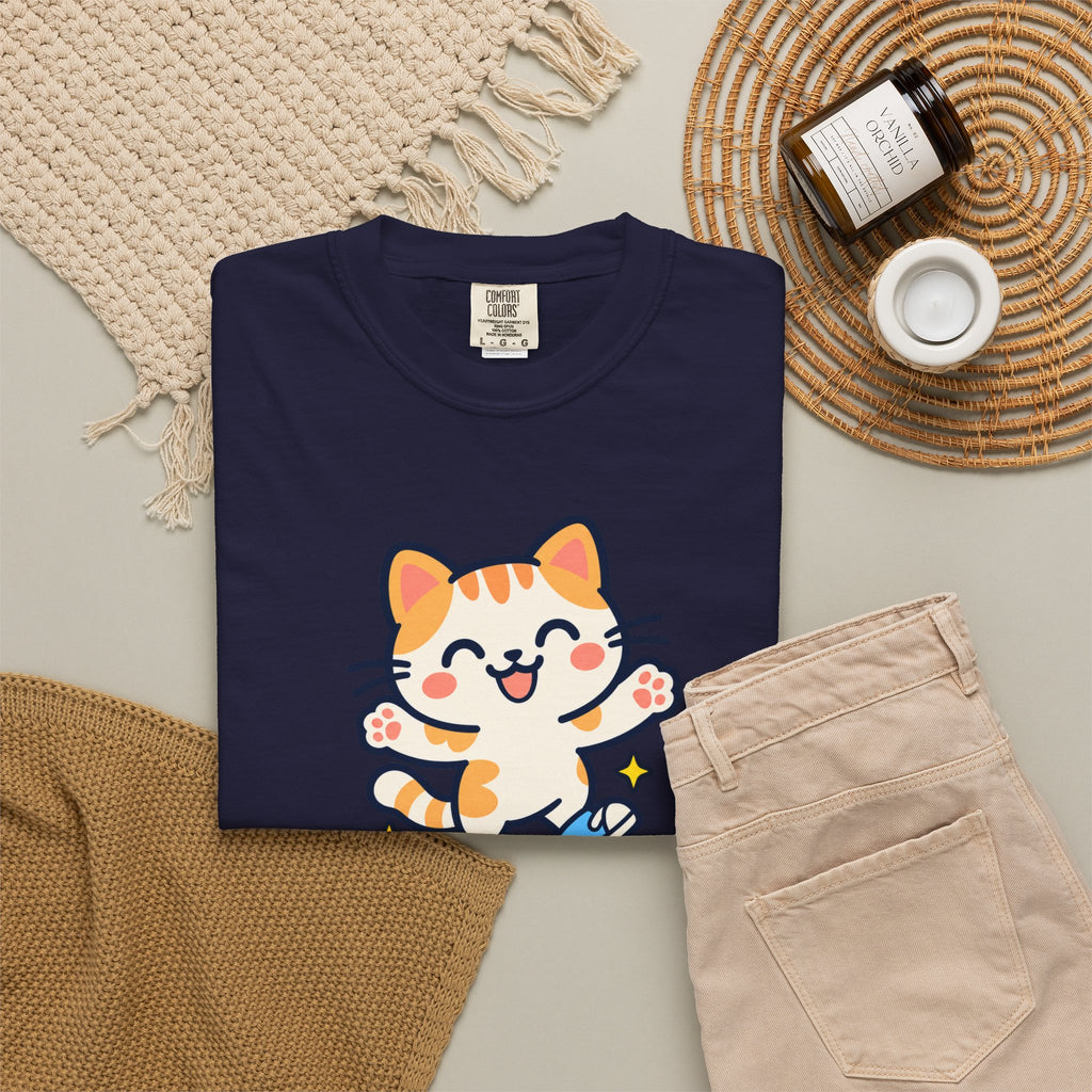 Stay Pawsitive – Cute Happy Cat Graphic T-Shirt