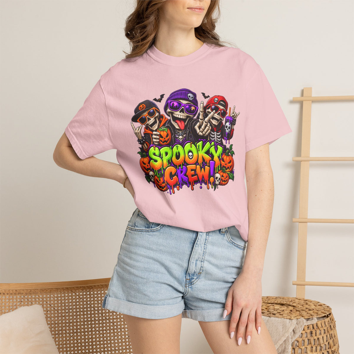 Spooky Crew Halloween T-Shirt – Funny Skeleton Graphic Tee
