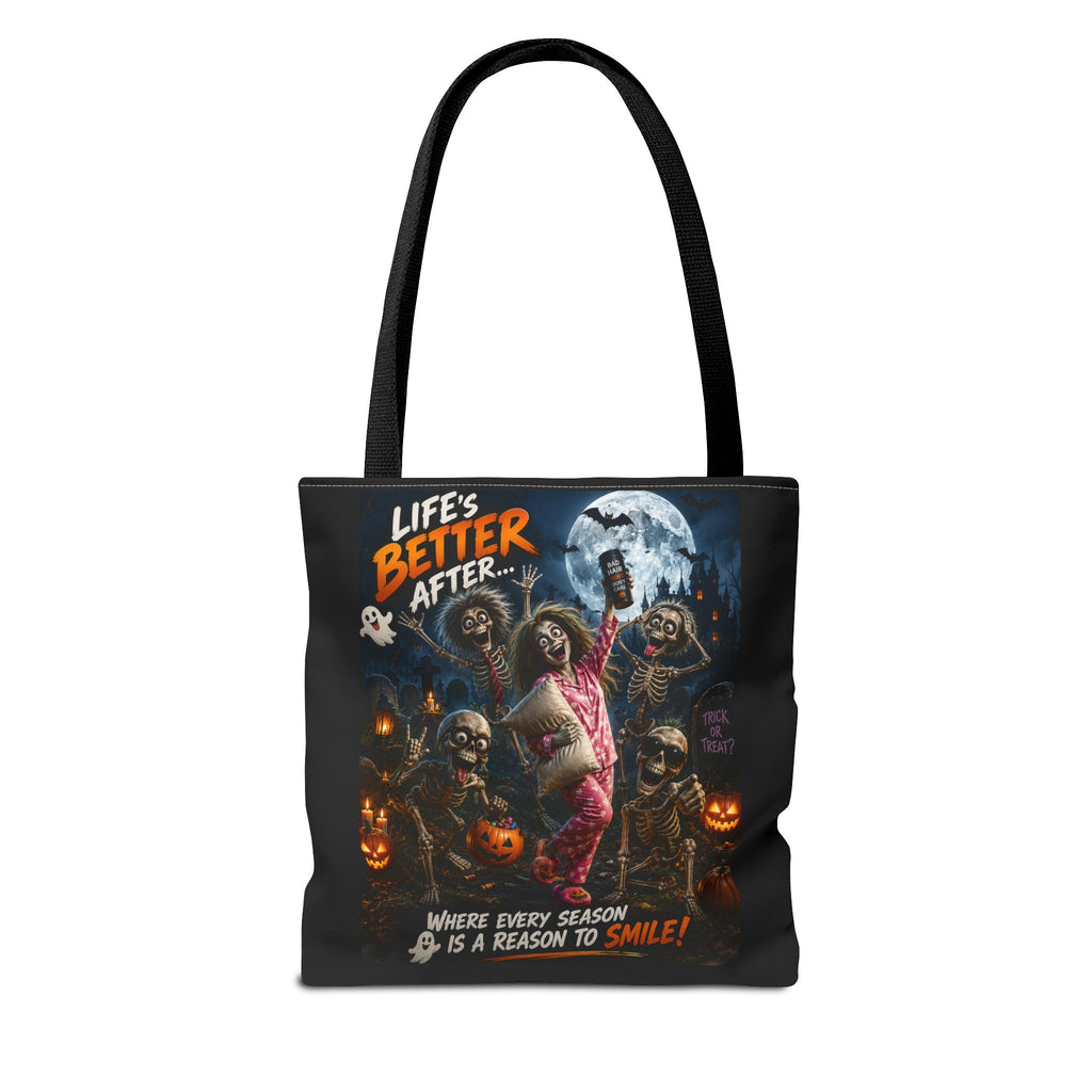 Halloween Horror Tote Bag - "Life's Better After" Trick-or-Treat Pumpkin Design
