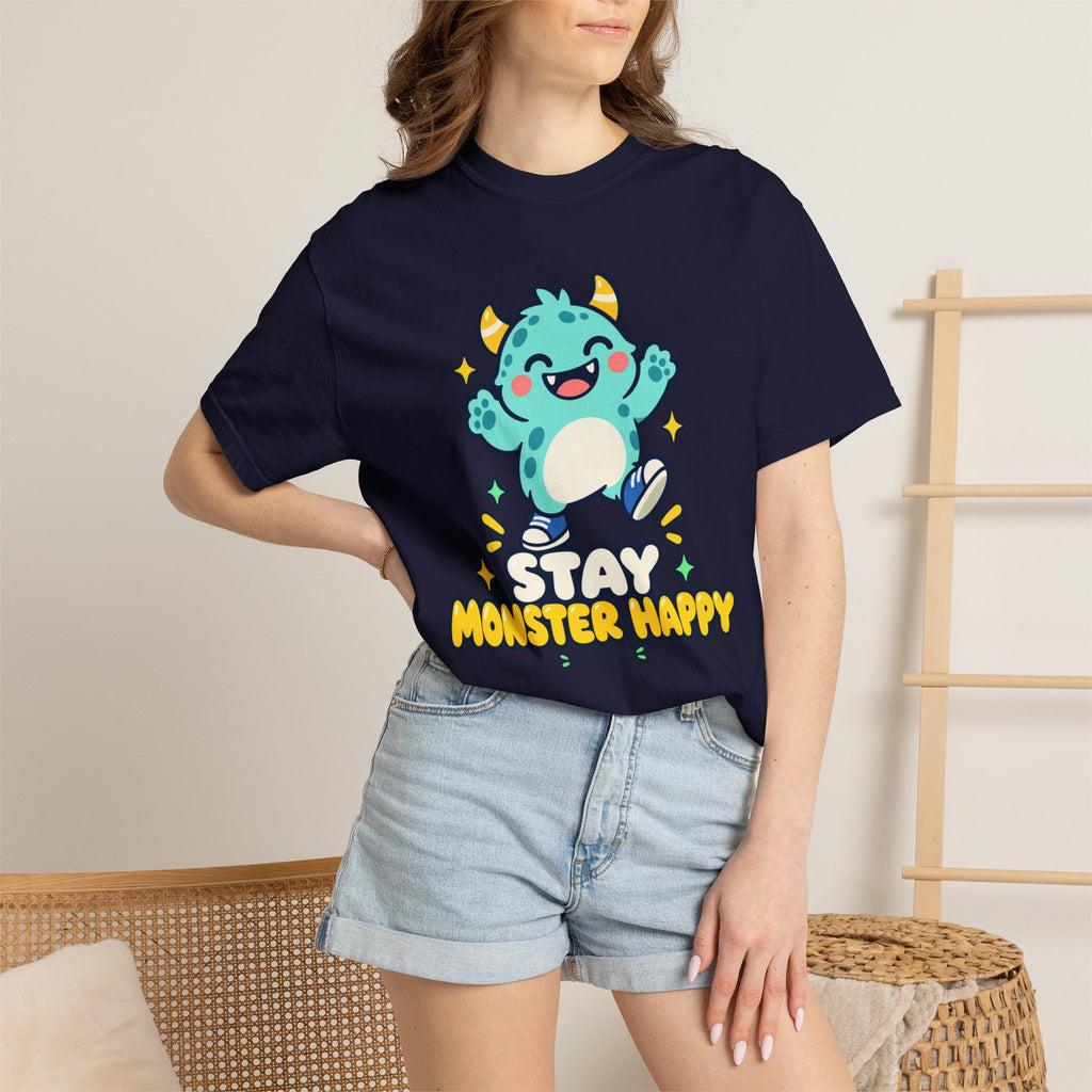 Stay Monster Happy – Cute Monster Graphic T-Shirt